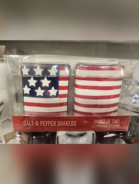 Patriotic American Flag Salt & Pepper Shakers - Red, White, Blue